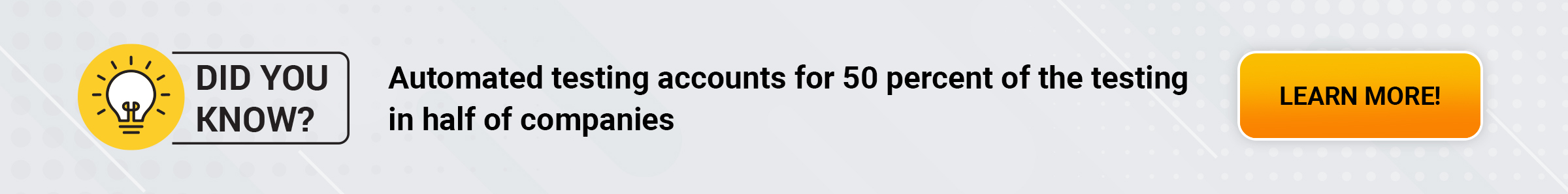 Automated testing accounts for 50 percent of the testing in half of the companies